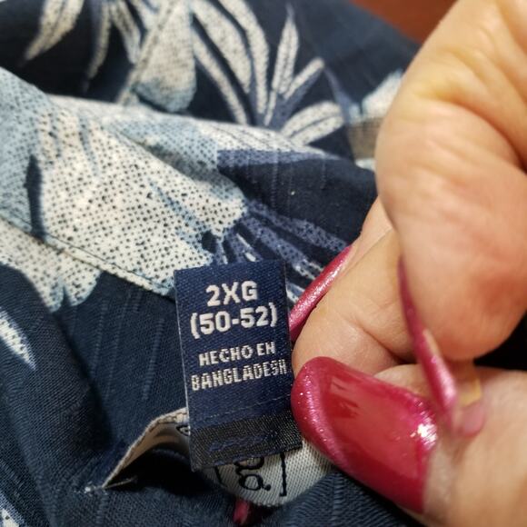 GEORGE Button Up Shirt Men's Short Sleeve Blue Floral Tropical Size 2XL ( 50-52) - Picture 8 of 10